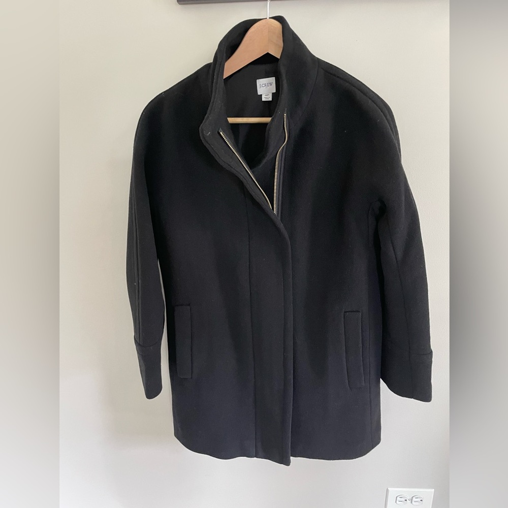 J Crew Factory City Coat black 4P wool blend
